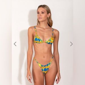 OneOne Swimwear Alli Bikini Set in Upheaval with matching Swim Skirt Cover-up